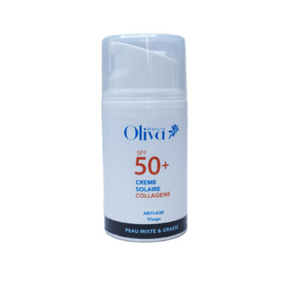 creme solaire collagene spf 50+ naturel pour peau mixte et grasse